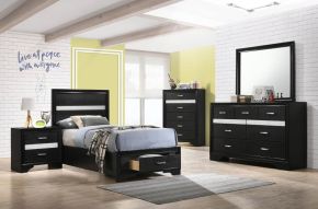 CoasterEveryday 206361T-S4 Miranda - 4 Piece Twin Storage Bedroom Set - Black