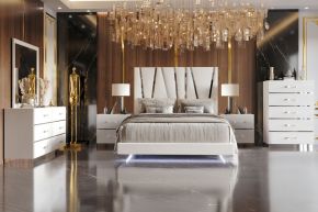 New Classic 00-1840-36N Europa - 5/0 Queen 6 Piece Bedroom Set (Bed & Dresser & Mirror & Chest & 2 Nightstands) - White