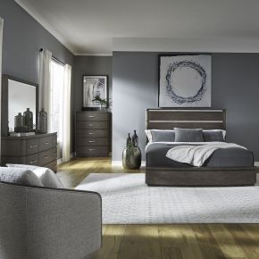 Liberty Furniture 732-BR-KPBDMC Cascade Falls - 4 Piece Bedroom Set (King Panel Bed, Dresser & Mirror, Chest) - Satin Espresso