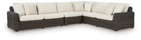 Signature Design by Ashley® P711P2 Kimora - 4-Piece Outdoor Sectional - Beige / Dark Brown