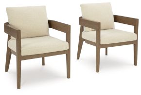 Ashley Furniture P671-601A Serene Bay - Arm Chair With Cushion (Set of 2) - Dark Brown / White