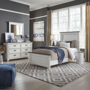Liberty Furniture 417-YBR-FPBDM Liberty Furniture 417-YBR-FPBDM Allyson Park - 3 Piece Bedroom Set (Full Panel Bed, Dresser & Mirror) - Wirebrushed White / Charcoal