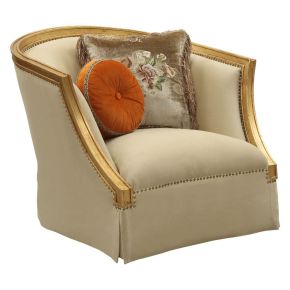 ACME 50837 Daesha - Chair With 2 Pillows - Tan Flannel & Antique Gold