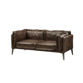 ACME 52481 Porchester - Loveseat - Distress Chocolate Top Grain Leather