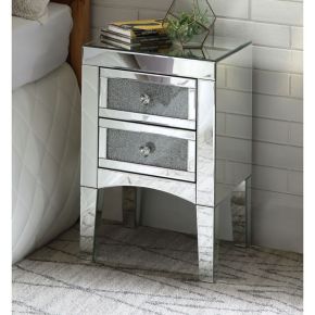 ACME 97651 Noralie - 24" Accent Table - Mirrored, Faux Diamonds