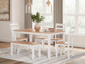 Signature Design by Ashley® D398-325 Gesthaven - Natural / White - Dining Room Table Set (Set of 6)