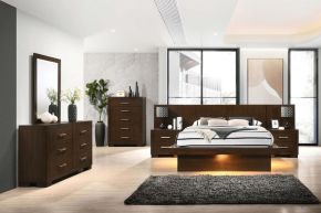 CoasterEssence 200711KE Jessica - Eastern King Platform Bed With Rail Seating - Cappuccino