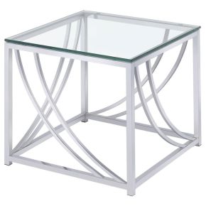 CoasterEssence 720497 Lille - Square Glass Top Side End Table - Chrome
