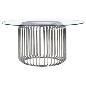Coaster Fine Furniture 193430BG Veena - Round Glass Top Metal Dining Table - Chrome