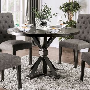 Furniture of America CM3735RT Alfred - Round Table - Antique Black / Ivory