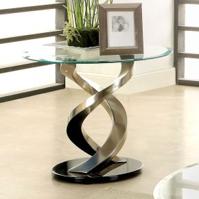 Furniture of America CM4729E Nova - End Table - Satin Plated / Black