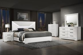 Coaster Fine Furniture 224941KE-S5 Ives - 5 Piece Eastern King Bedroom Set - White High Gloss