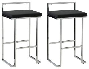 Signature Design by Ashley® D275-630 Madanere - Black / Chrome Finish - Tall Uph Stool (Set of 2)