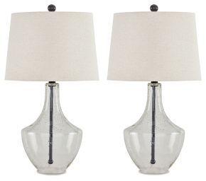 Signature Design by Ashley® L431574 Gregsby - Clear / Black - Glass Table Lamp (Set of 2)