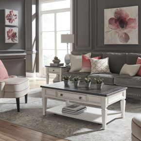 Liberty Furniture 417-OT-3PCS Allyson Park - 3 Piece Table Set - White - Rectangular Cocktail Table