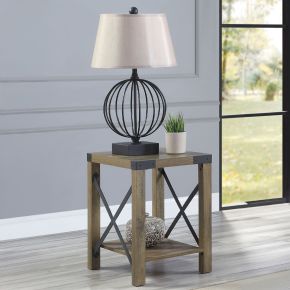 ACME LV01002 Abiram - End Table - Rustic Oak