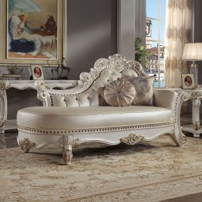 ACME BD01523 ACME BD01523 Vendome - Chaise With 2 Pillows - Synthetic Leather & Antique Pearl