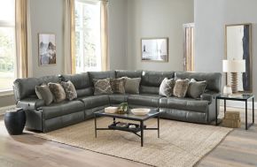 Jackson Furniture Industries 43/66/64/68/67-28 Jackson Furniture Industries 43/66/64/68/67-28 Como - 5 Piece Italian Leather Match Manual Reclining Sectional With 2 Reclining Seats - Steel