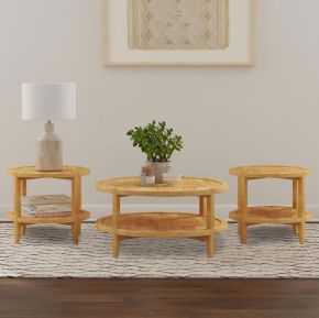 Coaster Fine Furniture 709698-S3 Camillo - 3 Piece Round Coffee And End Table Set - Maple