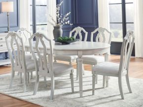 Benchcraft® D795/35/01(3)/60 Benchcraft® D795/35/01(3)/60 Montelaine - 8 Pc. - Dining Room Extension Table, 6 Side Chairs, Server - Antique White