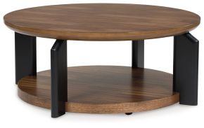 Signature Design by Ashley® T624-8 Kraeburn - Round Cocktail Table - Brown / Black