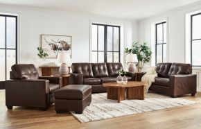 Ashley Furniture 21706/38/35/20/14 Ashley Furniture 21706/38/35/20/14 Santorine - 4 Pc. - Sofa, Loveseat, Chair, Ottoman - Dark Brown