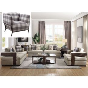 ACME 54850 Niamey - Sofa With 4 Pillows - Fabric & Walnut