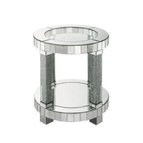 ACME 88027 Fafia - End Table - Mirrored & Faux Gems