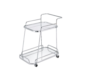 ACME 98217 Aegis - Serving Cart - Clear Glass & Chrome Finish