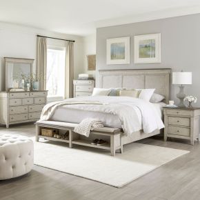 Liberty Furniture 457-BR-CSBDMCN Ivy Hollow - 5 Piece Bedroom Set (California King Storage Bed, Dresser & Mirror, Chest, Night Stand) - White
