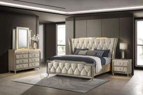 Coaster Fine Furniture 222661KE-S4 Lorient - 4 Piece Eastern King Bedroom Set - Ivory And Camel
