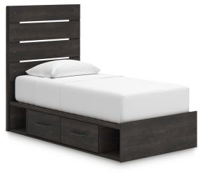 Ashley Furniture PCB2108B18 Hollivern - Twin Panel Bed With Storage - Dark Gray