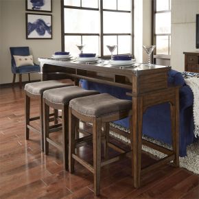 Liberty Furniture 316-OT-4PCS Aspen Skies - 4 Piece Console Set (1 Console 3 Stools) - Dark Brown