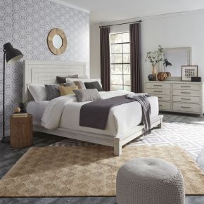 Liberty Furniture 406W-BR-QPLDM Modern Farmhouse - 3 Piece Bedroom Set (Queen Platform Bed, Dresser & Mirror) - White