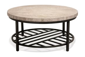 Riverside Furniture 77701 Capri - Round Coffee Table - Alabaster Travertine