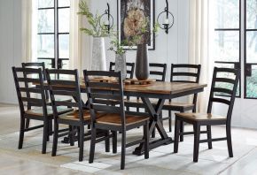 Signature Design by Ashley® D634/35/01(4) Wildenauer - 9 Pc. - Extension Table, 8 Side Chairs - Brown / Black