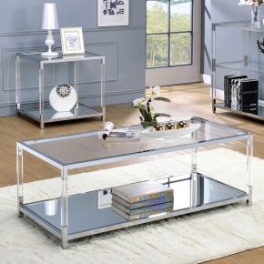 Furniture of America CM4153C Ludvig - Coffee Table - Chrome / Clear