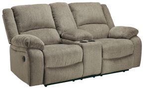 Signature Design by Ashley® 7650594 Draycoll - Light Gray - DBL Rec Loveseat w/Console