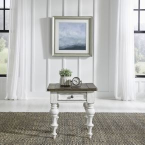 Liberty Furniture 237-OT1020 River Place - End Table - Riverstone White & Tobacco
