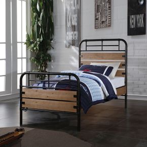 ACME 30610T Adams - Twin Bed - Antique Oak & Black
