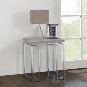 ACME 85372 Chafik - End Table - Natural Oak & Chrome