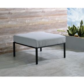 ACME OT01763 Rajni - Patio Ottoman - Gray Fabric & Black