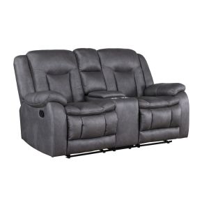 New Classic U2505-25-DGY Morello - Console Loveseat With Dual Recliners - Gray
