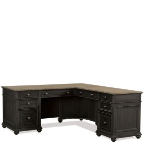 Riverside Furniture 64332 Regency - L-Desk and Return - Antique Oak / Matte Black