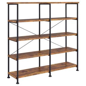 CoasterEveryday 801543 Analiese - 4-Shelf Double Bookshelf - Rustic Nutmeg