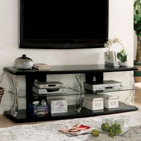 Furniture of America CM5901BK-TV-60 Ernst - TV Stand - Black / Clear