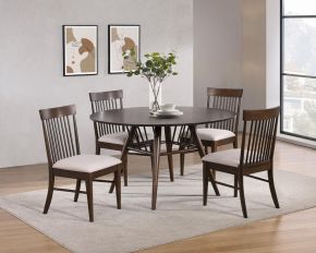 Coaster Fine Furniture 108891-S5 Everton - 5 Piece Round Dining Table Set - Dark Walnut