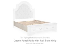 Signature Design by Ashley® B743-196 Realyn - Queen Panel Rails w/Roll Slats - Chipped White