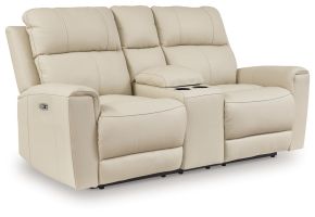 Signature Design by Ashley® U1320096 Dahlmoore - Dbl Power Reclining Loveseat With Console - Almond