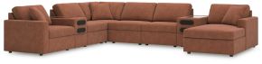 Signature Design by Ashley® 92102S48 Modmax - 8-Piece Sectional With Raf Corner Chaise And Audio System Console - Spice